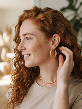 Vintage Gold Twisted Hoop Earrings